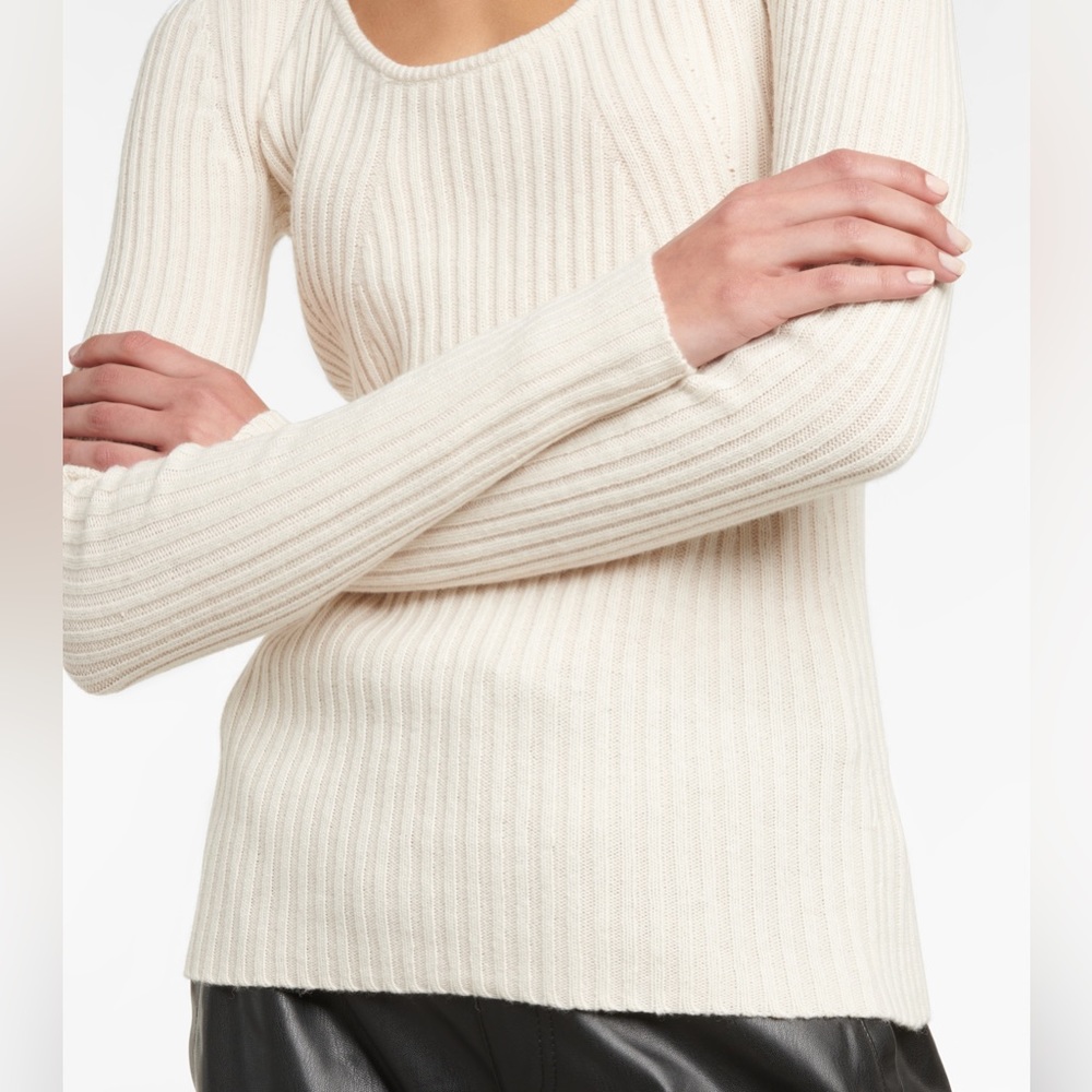 Proenza Schouler White Label Ribbed-Knit Sweater Cream Size L - Picture 6 of 11